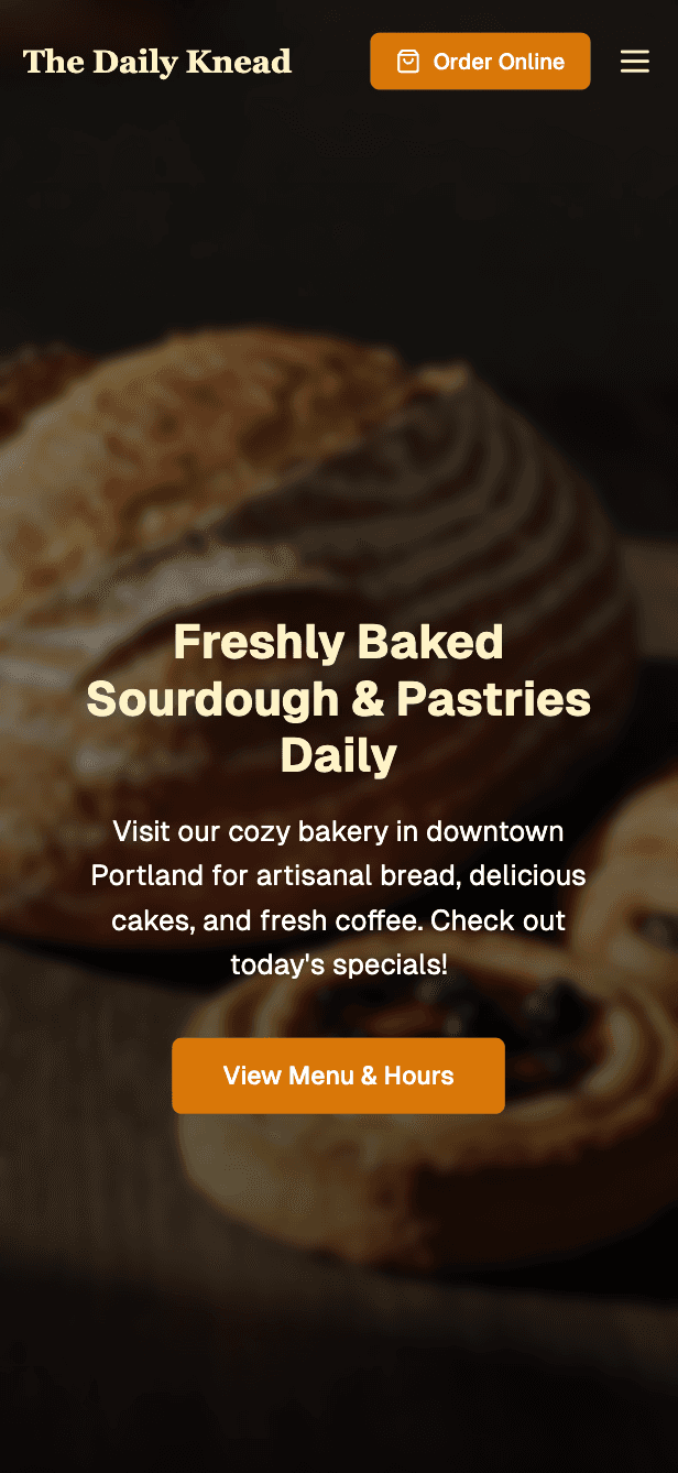 Local Bakery mobile view